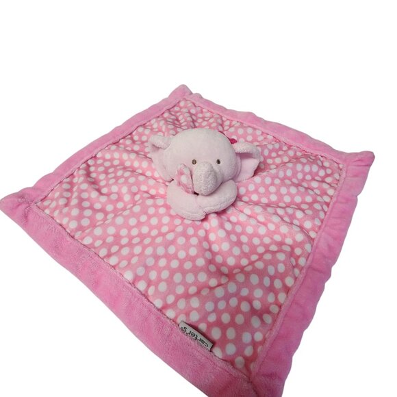 Carter's Lovey Pink White Polka Dot Security Blanket Elephant Soft Plush Baby - Picture 1 of 3